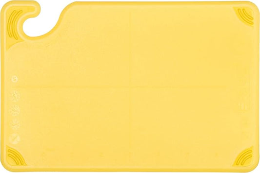 San Jamar Saf-T-Grip Plastic Cutting Board with Safety Hook, 6" x 9" x 0.375", Yellow