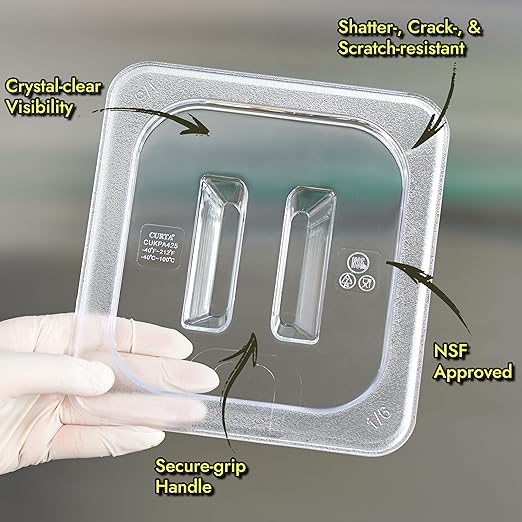 CURTA 6-Pack 1/4 Size 4" Deep NSF Polycarbonate Food Pans with Handled Lids & Drain Trays | Dishwasher & Freezer Safe Clear Container for Prep Tables, Buffet, Salad Bar, Commercial Kitchen