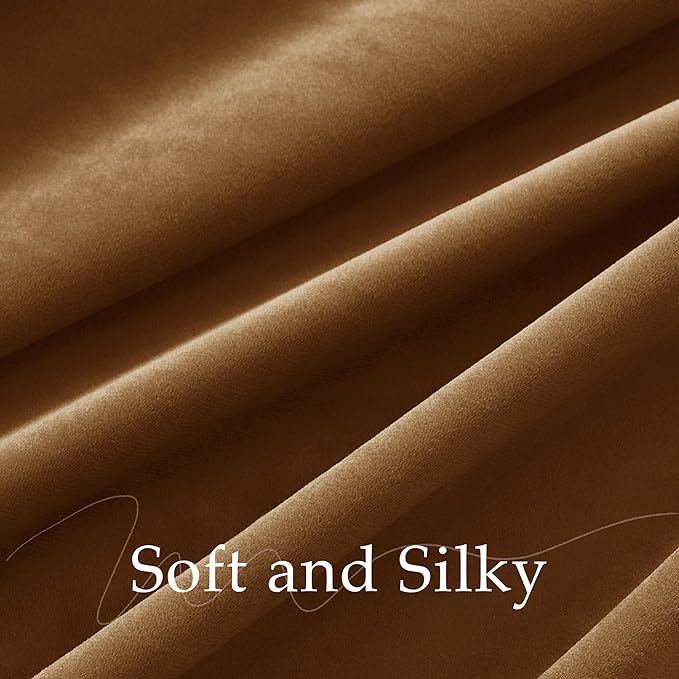 NICETOWN Bronze Fall Velvet Curtains 84 inch Length for Nursery and Kitchen, Room Darkening Heat Blocking Drapes for Bedroom, Pleat Tape with Back Tab Design Home Decoration, 52" W x 84" L, 2 Panels
