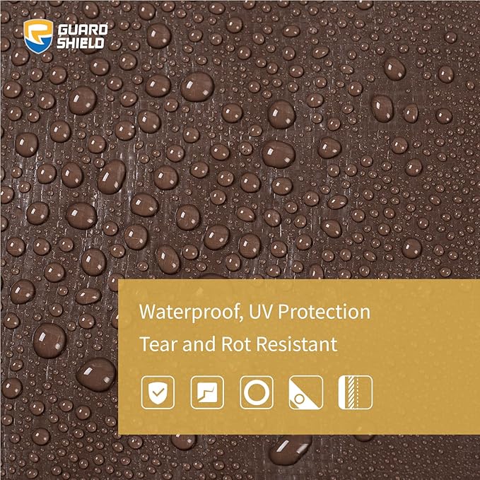 GUARD SHIELD Tarps Heavy Duty Waterproof 10x12 Feet Brown/Silver Poly Tarp Cover Outdoor Thick UV Resistant Tarpaulin with Grommets 10mil (2-Pack)