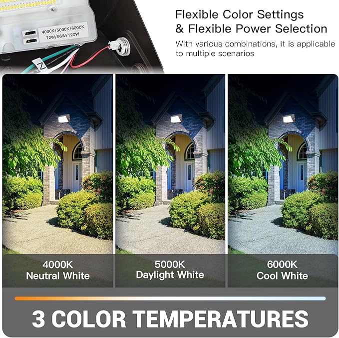 JTT 4pack 120W/96W/72W LED Wall Pack Light with Dusk to Dawn Photocell,18000LM 6000K/5000K/4000K Daylight IP65 Waterproof WallPack Lights Outdoor LED [Eqv. 800W HPS/HID] for Parking Lot,Warehouse,Yard