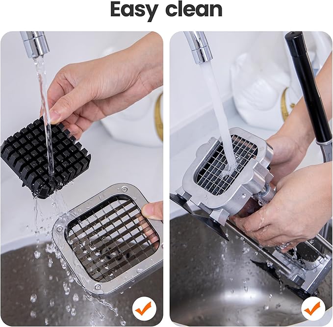 French fry cutter with two blades (1/2 inch and 3/8 inch), commercial stainless steel French fry slicer, suitable for whole potatoes, carrots, and cucumbers,fries cutter,potato slicer