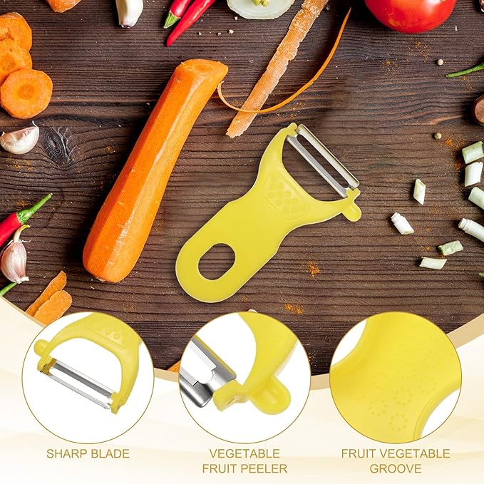 uxcell 2pcs Vegetable Peeler Set, 4.5 Inch Stainless Steel Potato Peeler for Apple Fruits Yellow