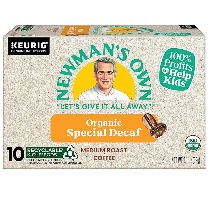 Newman's Own Organics Special Blend Decaf Keurig Single-Serve K-Cup Pods, Medium Roast Coffee, 60 Count (6 Packs of 10)