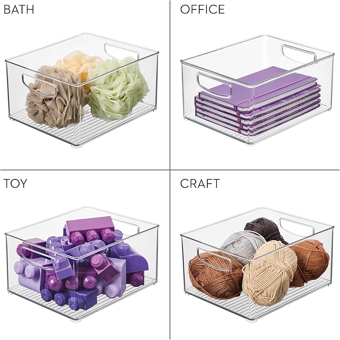 InterDesign iDesign Stackable Storage Bin - Organize Pantry, Fridge, or Freezer, Set of 4, Clear, Made in USA