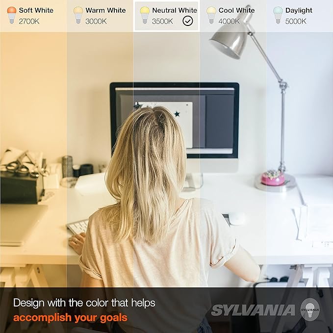LEDVANCE Sylvania LED Light Bulb, 60W Equivalent A19, Efficient 8.5W, Medium Base, Frosted Finish, 800 Lumens, Bright White - 4 Pack (79704)