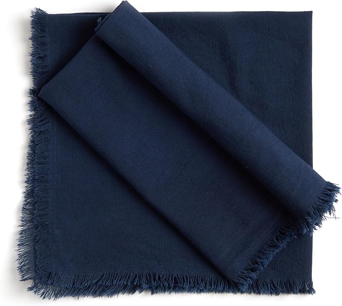 ACCENTHOME Navy Cotton Linen Napkin Set of 6 18x18 inch Dinner Napkins - Washable Soft Premium Hotel Quality Reusable Napkins Perfect Table Napkins for Family Dinners, Weddings & Everyday Use