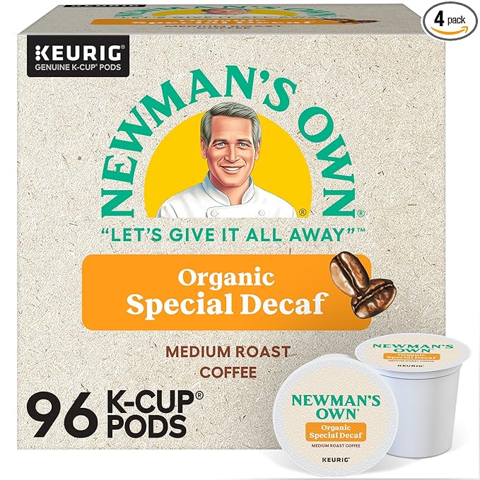 Newman's Own Organics Special Blend Decaf, Single-Serve Keurig K-Cup Pods, Medium Roast Coffee Pods, 96 Count