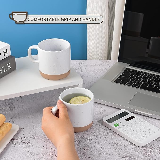 12 oz Coffee Mug Set for 6, Tea Cups with Handle for Coffee, Tea, Cocoa, Milk (White)
