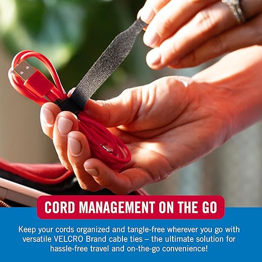 Velcro Brand Reusable Cable Ties – Mens Stocking Stuffers 2025, 100 Pack 6 Inch Cable Management Ties, Cord Wraps for Electrical Cords, Black