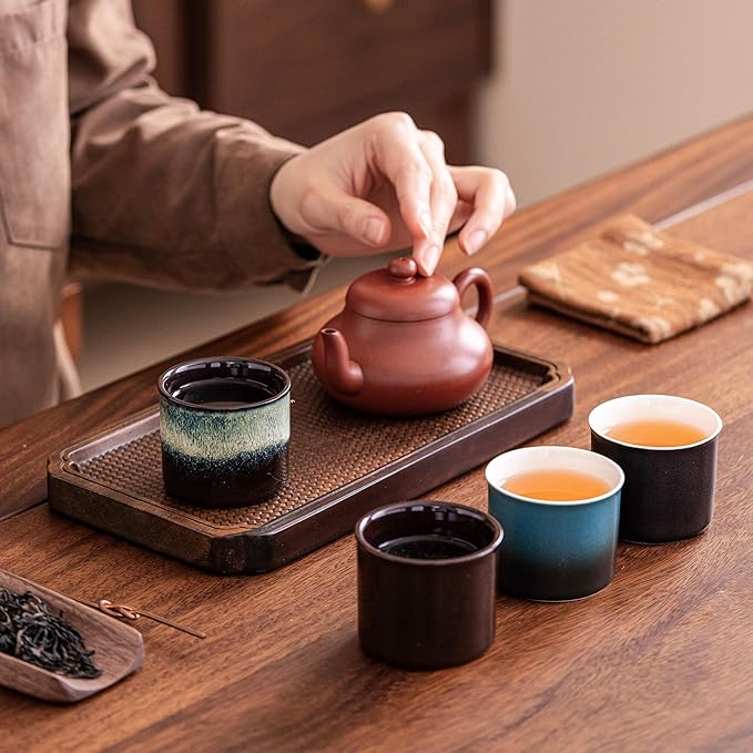 Espresso Cups Set of 2, Ceramic Espresso Cups, Expresso Shots Cups, 2.5oz Tea Cups, Demitasse Cups (4, black white)