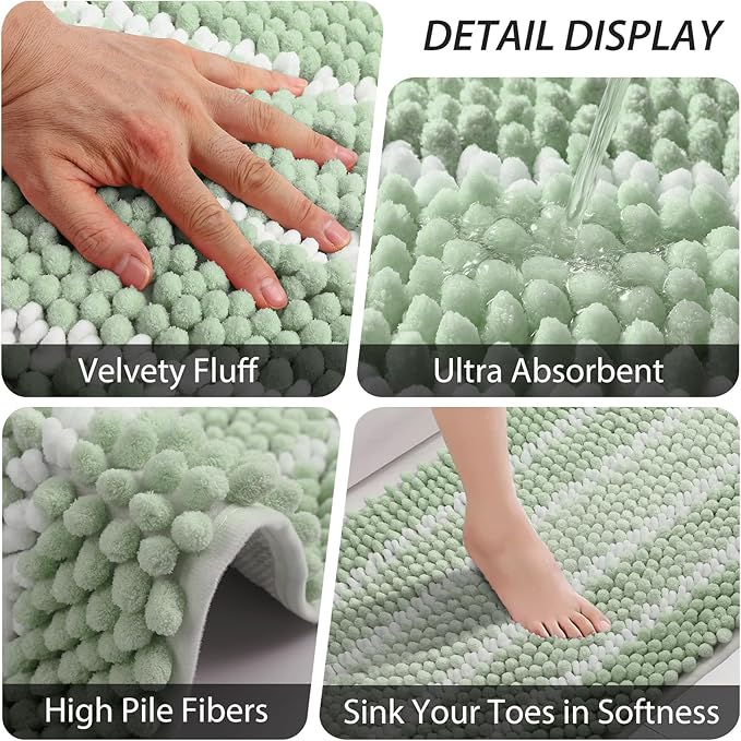 Bathroom Accessory Set - 25PC Bathroom Sets with Shower Curtain and Rugs, Sage Green Bathroom Set, Bathroom Accessories Set, Shower Curtain Sets with Rugs, Bathroom Trash Can & Soap Dispenser