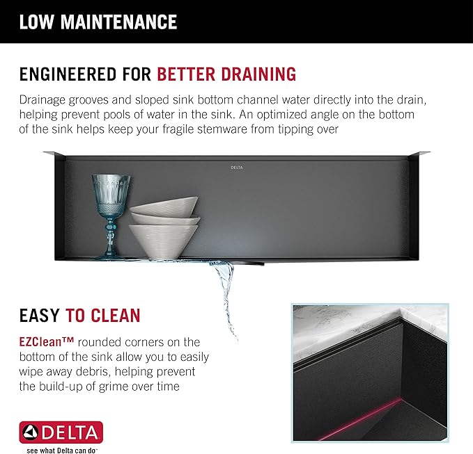DELTA FAUCET Delta Rivet 32 Inch Black Stainless Steel Undermount 16 Gauge Workstation Kitchen Sink Single Bowl in PVD Gunmetal Finish with WorkFlow Ledge and Accessories, 95B9031-32S-GS
