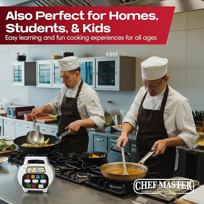 Chef Master 4-Channel Digital Kitchen Timer – Timer for Cooking, Baking & Grilling – LED Display Clock with Independent Countdown Functions for Food Preparation, Roasting, & Tracking - 90218