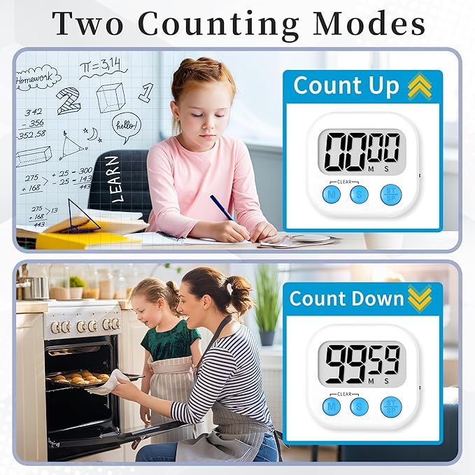 ZILLEEN Classroom Timers for Kids Classroom Magnetic Digital Kitchen Timers for Cooking Teachers Gym Game 24 pcs