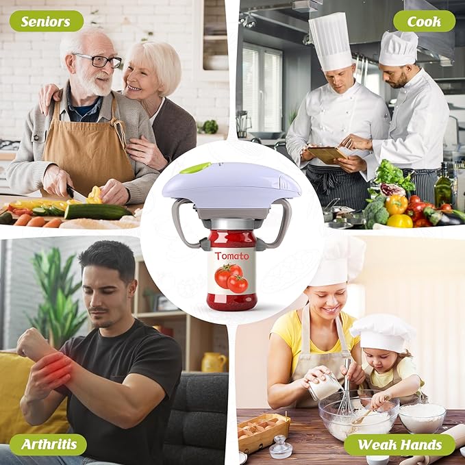 Higher Torque and Automatic Electric Jar Opener,One Touch Jar Opener for Arthritis,Weak Hands and Seniors,Convenient and Useful Kitchen Gadgets,Gifts for Seniors
