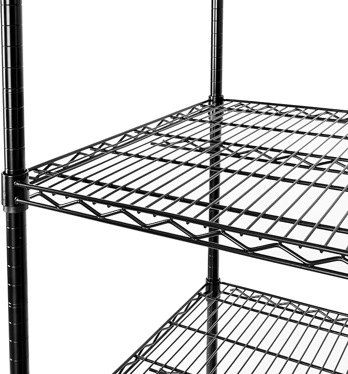 Seville Classics UltraDurable Heavy Duty NSF Solid Steel Wire Rack Storage Unit, Organizer for Garage, Warehouse, Office, Restaurant, Classroom, Kitchen, Black, 5-Tier Shelving, 60" W x 24" D