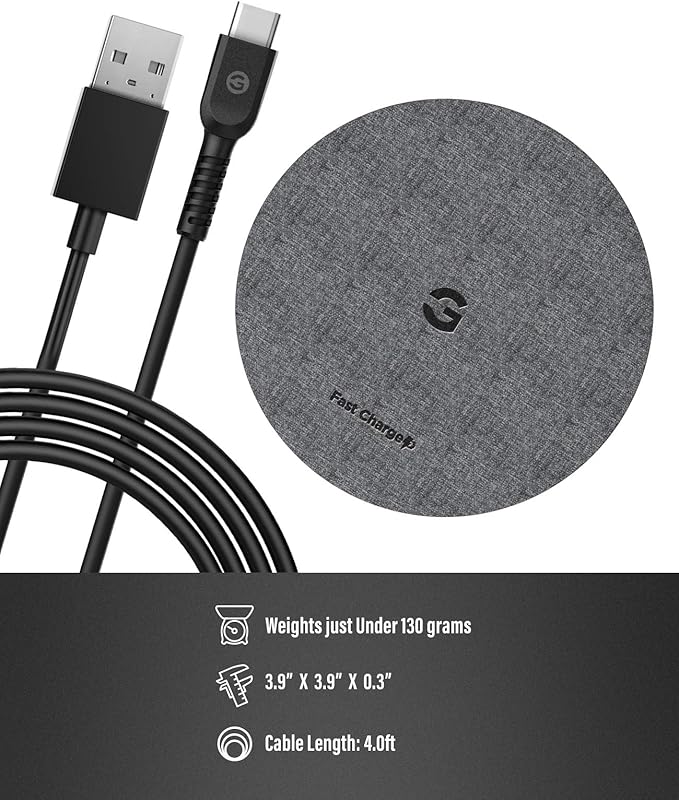 Encased Wireless Charger Pad for Samsung Models (Quick Charge 3.0) (Fast Charging Qi Enabled) Non-Slip, Case Compatible (Premium Metal Construction)