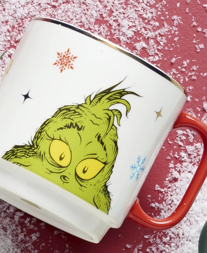 Lenox 898097 Merry Grinchmas Stackable Mugs, Service For 4, Assorted, Christmas, Drinkware Set, Holiday Glasses