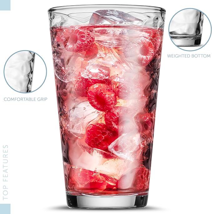 Biscayne Glassware Set, 24-Piece, Mixed Sizes with Cooler, DOF, Juice and Shot Glasses