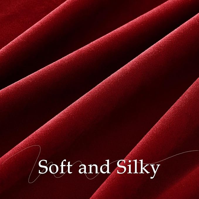 NICETOWN Red Blackout Velvet Curtains 108 inch Long 2 Panels, Back Tab Rod Pocket with Pleat Tape Window Treatment for Romantic Decor Noise Reducing Thermal Insulated Drapes, 52" Wide Each Panel