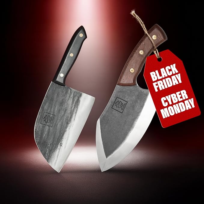 COOLINA The Real Duo Lixy & Promaja High Carbon Steel Knife Set | Versatile Handmade Knives for Chopping & Dicing, Full Tang, Ergonomic Handles | Perfect for BBQ & Grill