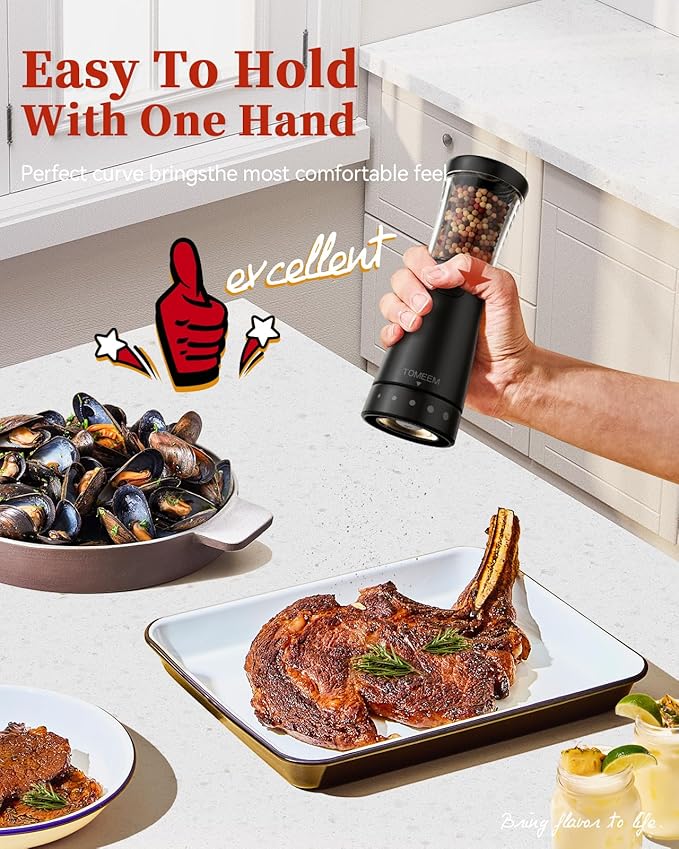 Electric Salt and Pepper Grinder Set with Storage Base, Stainless Steel Rechargeable Salt and Pepper Grinder Set with 4.5 oz Large Capacity, 1.8" Wide Mouth, Adjustable Coarseness, Ideal for Kitchen