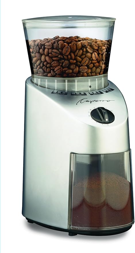 Capresso 560.04 Infinity Conical Burr Grinder, Brushed Silver (Renewed)