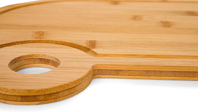 Camco Life is Better at The Campsite Retro RV Shaped Bamboo Wood Cutting Board for Food Prep-Doesn't Dull Knives, Resists Moisture (53089)