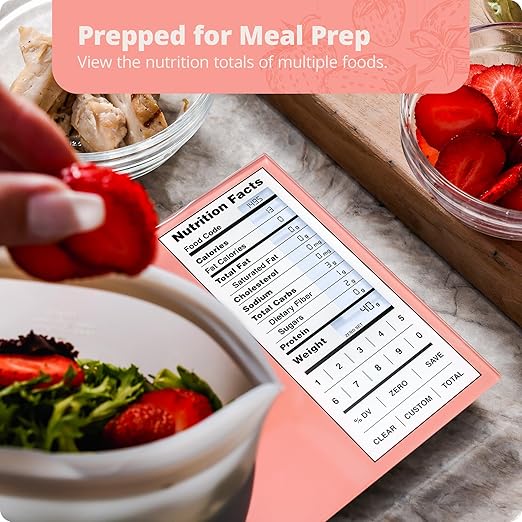 Greater Goods Digital Nutrition Scale – Accurate Macro and Calorie Tracking for Meal Prep, Weight Loss, and Healthy Eating | 2,000 Built-in Foods, Intuitive Nutrition Label Display, 11lb Cap, Pink