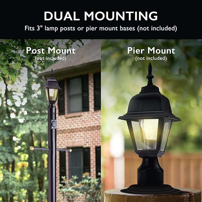 Maple Street Outdoor Post Light with Clear Glass, Wet Rated for Driveway, Patio, and Garden – Design House, 507509