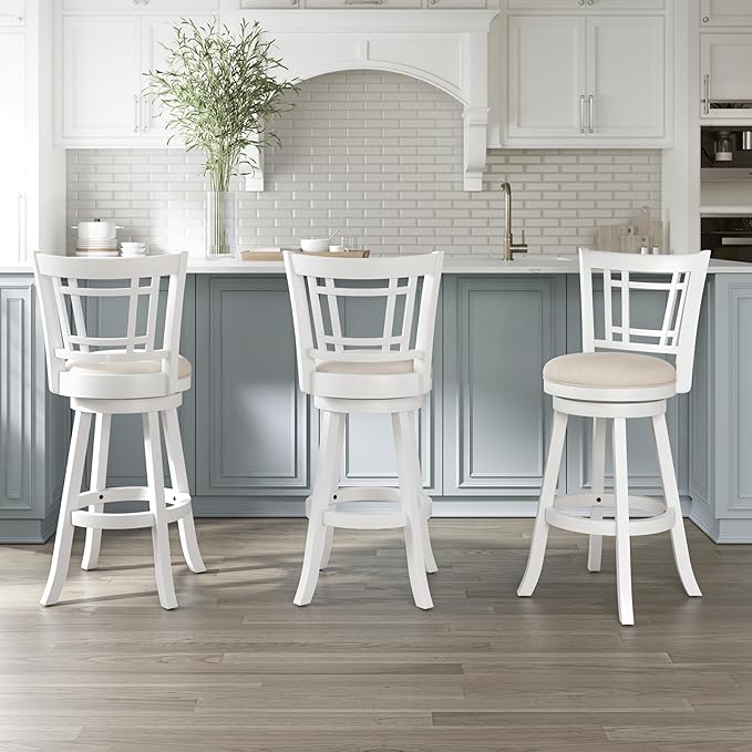 Hillsdale Fairfox 30.5" Wood Swivel Bar Height Stool, White