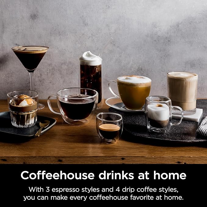 Ninja Luxe Café Premier Series, Espresso Machine, Drip Coffee Maker & Rapid Cold Brew, Integrated Grinder, Assisted Tamper, Hands-Free Frother, for Cappuccinos & Lattes, Cyberspace, ES601CY