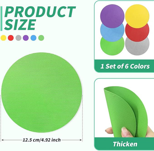 6PCS Round Jar Gripper Pads - Rubber Jar Opener, Kitchen Coasters for Seniors with Arthritis, 6 Colors