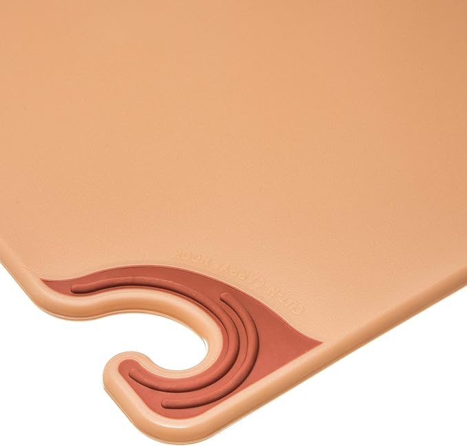 San Jamar Saf-T-Grip Plastic Cutting Board with Safety Hook, 18" x 24" x 0.5", Brown, (Pack of 6)