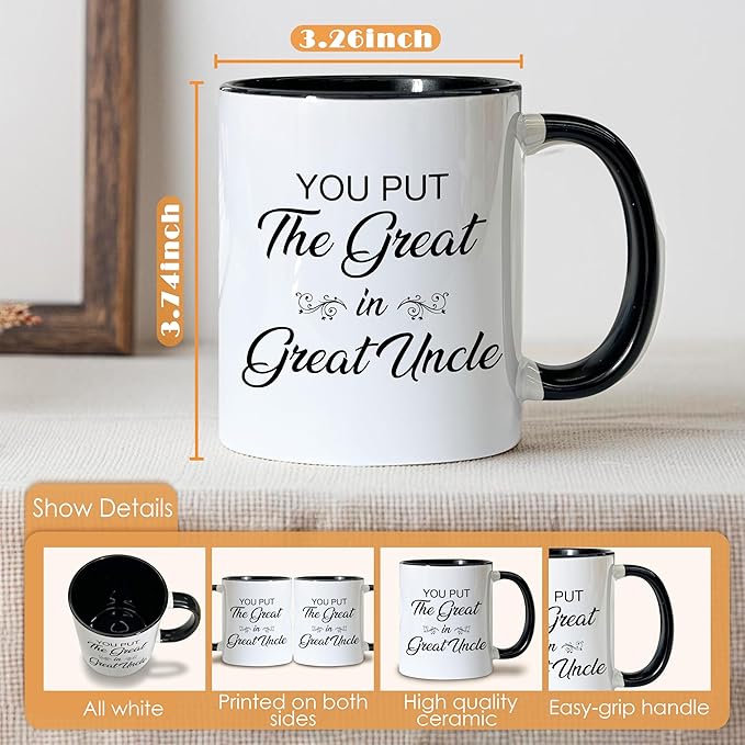 Great Uncle Coffee Mugs, Great Uncle Tea Cup Gifts for Father's Day Birthday, Funny Ceramic Coffee Tea Mug 11oz