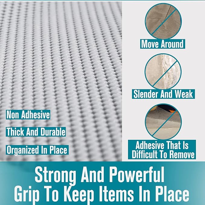 Drawer Shelf and Cabinet Liner, Thick Strong Grip, Non-Adhesive Liners Protect Kitchen Cabinets and Cupboard, Bathroom Drawers, Easy Install, Breathable Mat, 20 Inches x 20 Feet, Black