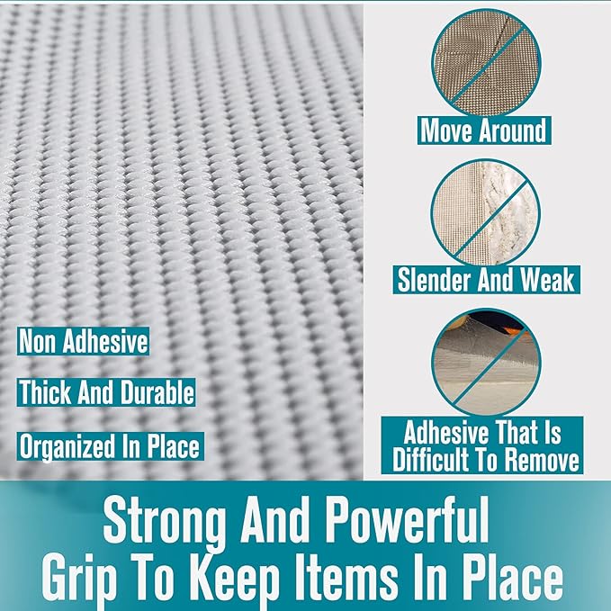 Shelf Drawer Liner Non-Adhesive Non Slip Durable Strong Long Size 12 in X 20ft for Drawers, Shelves, Cabinets, Storage, Kitchen and Desks, Beige