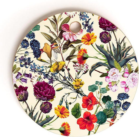 Society6 Bamboo Cutting Board- Kitchen Decor by Burcu Korkmazyurek - Unique Cutting Boards for Kitchen, 11.5" x 11.5" x 0.5", Magical Garden V