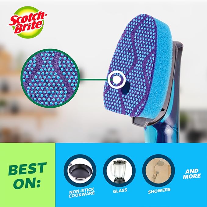 Scotch-Brite Scrub Dots Non-Scratch Dishwand, 4-Pack (4 Dishwands), Soap-Dispensing Kitchen Scrubbers, Fits All Refills