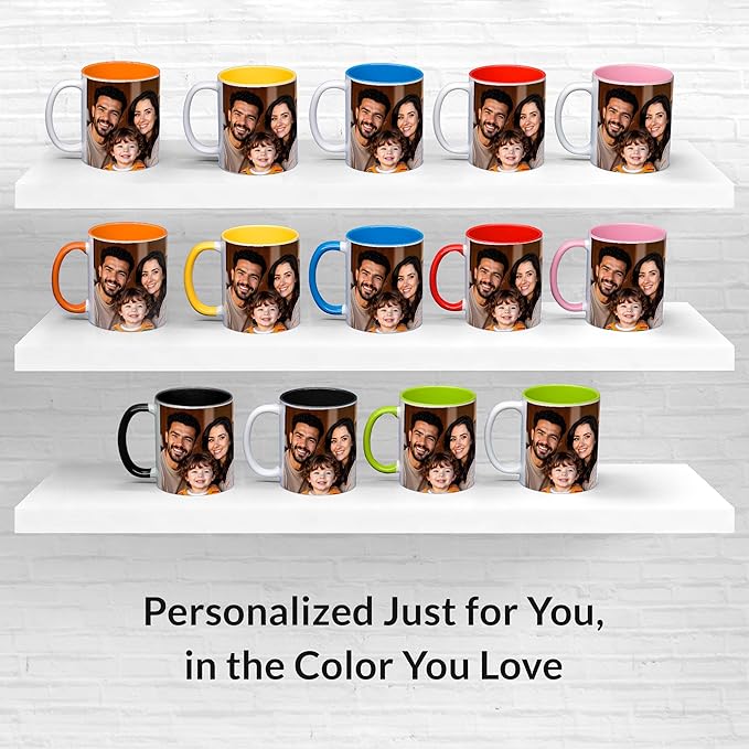 ArtPix 3D Personalized Coffee Mug - 12 Oz, Customized Picture Photo or Text, Collage Photo, Custom Gift for Women, Mom, Father, Family - Customizable Large Tea Ceramic Cup Orange