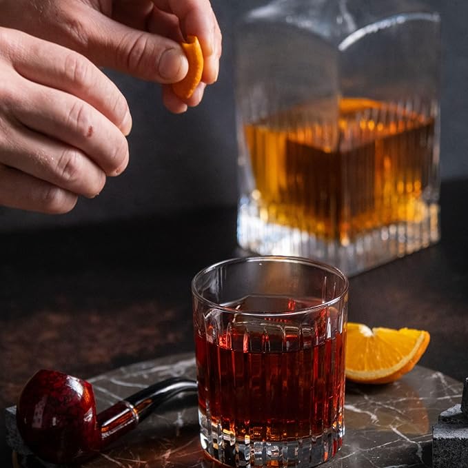 Whiskey Glasses Set of 2 - Clear Shot Glasses Bar - Crystal Tumblers for Drinking Scotch Bourbon Whisky Cocktail Cognac Vodka - Premium Quality Drinking Glasses - Best Idea for Christmas Gift – 10oz