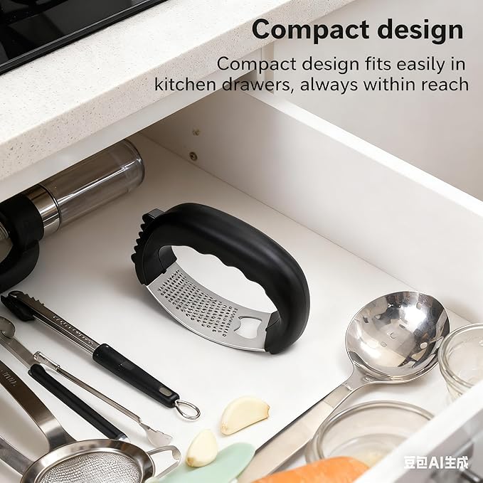 Stainless Steel Garlic Press Rocker, Portable Kitchen Essential, Ergonomic Handle Design, Easy Mincing Crusher, Dishwasher Safe Fresh Garlic Tool