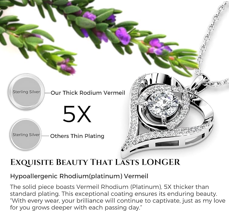 Heart Pendant Necklace for Her Moissanite Lab-Created Gem Jewelry for Women I Love You S925 Sterling Silver Gifts to Wife Girlfriend Mom Daughter Anniversary Birthday Christmas Valentines Day