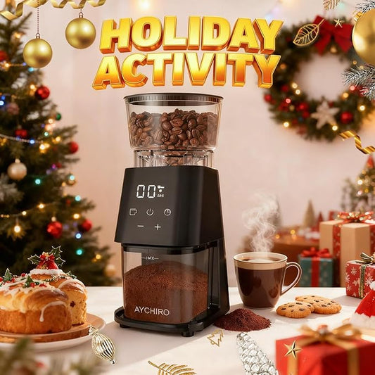 Burr Coffee Grinder Electric, Adjustable Burr Mill with 30 Grinding Settings, Coffee Bean Grinder with Touchscreen, 2-12 Cups