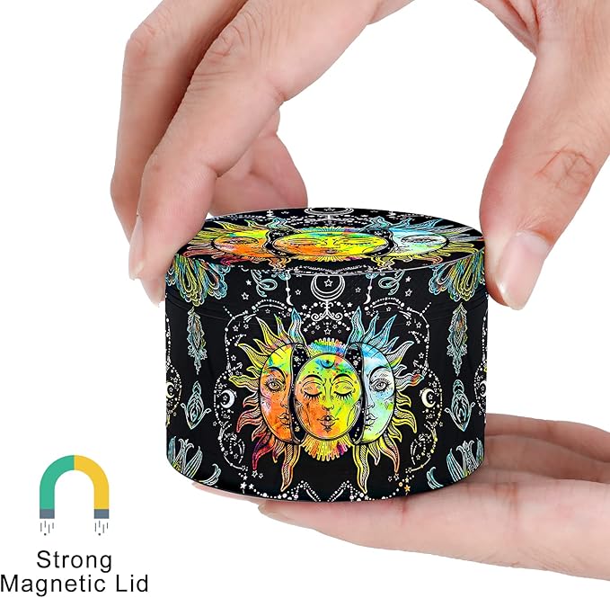 2.5 Inch Boho Grinder, Large Spice Grinder（Sun and Moon Pattern）