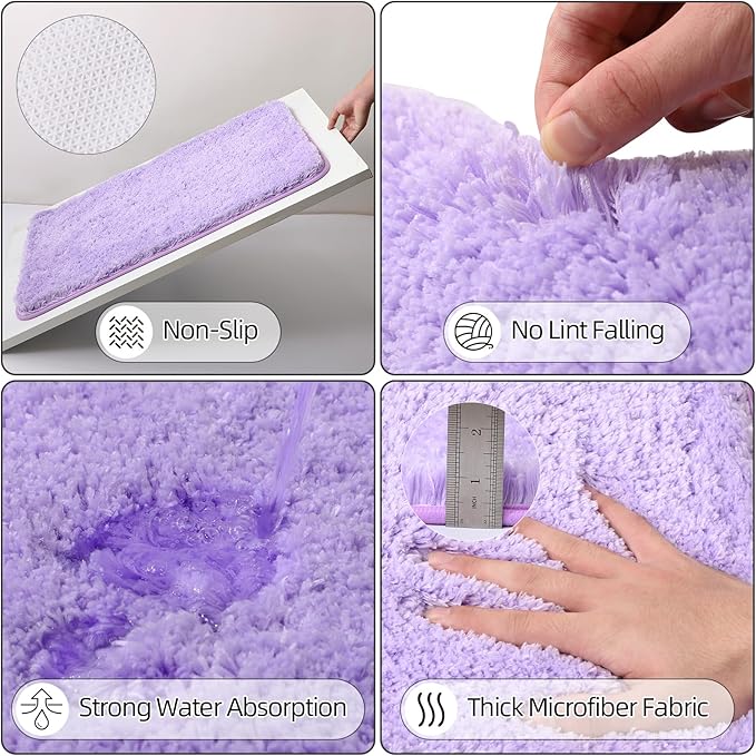 24PCS Bathroom Sets with Shower Curtain and Rugs, Purple Bathroom Accessories Set with Trash Can, Soap Dispenser, Toothbrush Holder and Cup, Purple Bathroom Set for Home Decor