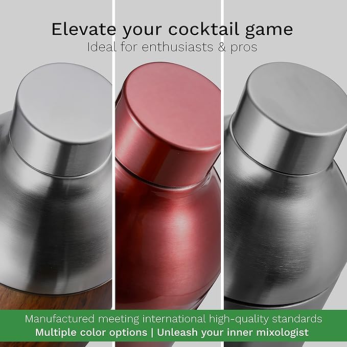 The Mixologer Cocktail Shaker & Tumbler | 19 oz Stainless Steel Drink Mixer with Built-in Measurements, Leak-Proof Design & Vacuum Insulation | Ideal to Mix Whiskey, Cocktails & More | Matte Black