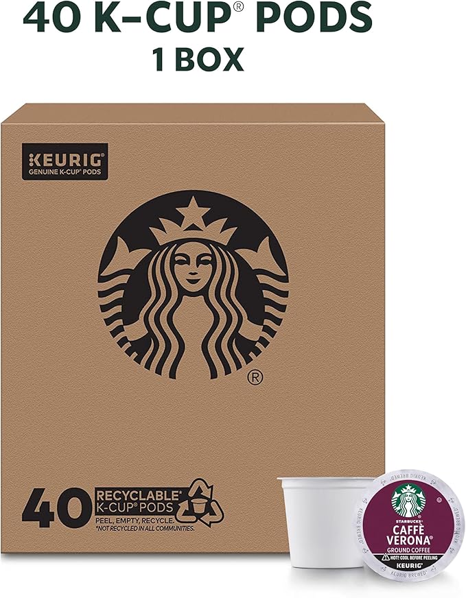 Starbucks K-Cup Coffee Pods, Dark Roast Hot or Iced Coffee, Caffè Verona, 40 Keurig Pods