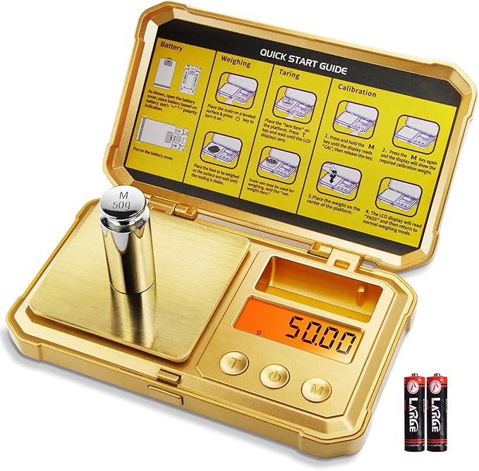 Fuzion Gram Scale 200g/0.01g, Jewelry Scales Digital Weight Grams and Ounces, Digital Pocket Herb Scale with 6 Modes, Tare for Herbs, Jewelry, Small(50g Weight & Battery Included)